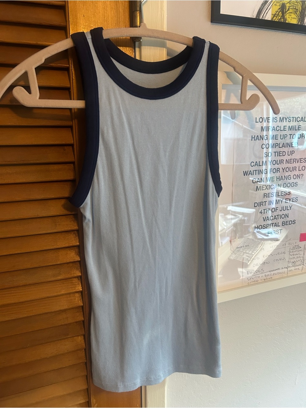 a new day Light Blue Tank with Navy Trim